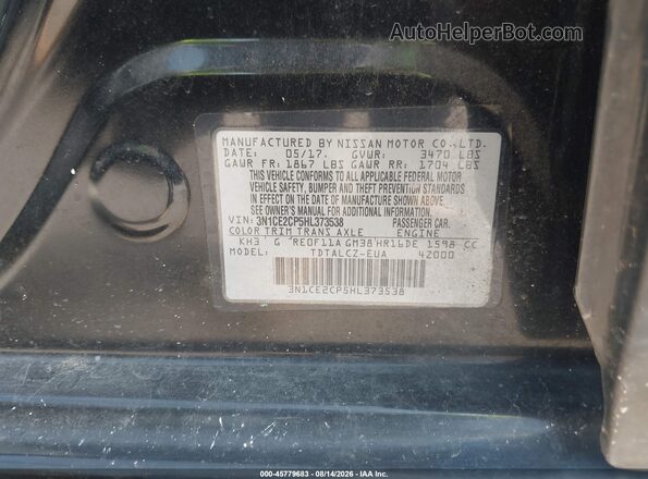3N1CE2CP5HL373538 2017 NISSAN VERSA NOTE Black Вид підкапотного простору