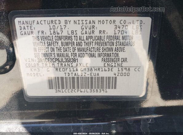 3N1CE2CP6JL358391 2018 NISSAN VERSA NOTE Black Widok komory silnika
