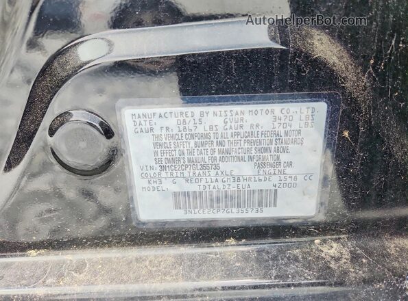 3N1CE2CP7GL355735 2016 NISSAN VERSA Black ძრავის განყოფილების ხედი