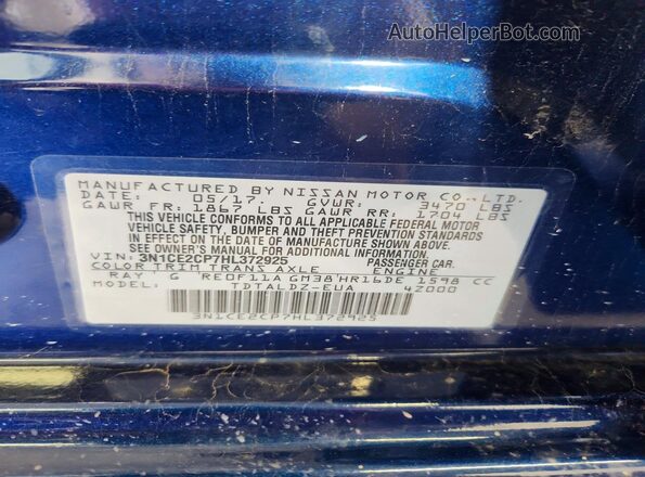 3N1CE2CP7HL372925 2017 NISSAN VERSA Blue Սալոնի 360 աստիճան տեսք