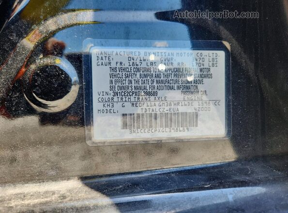 3N1CE2CPXGL398689 2016 NISSAN VERSA Black 360 interior view