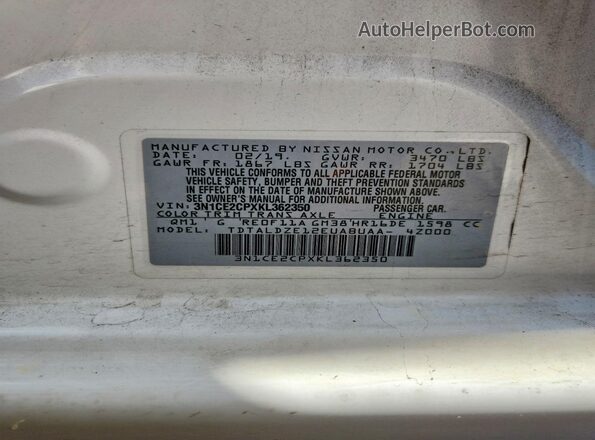 3N1CE2CPXKL362350 2019 NISSAN VERSA White ძრავის განყოფილების ხედი