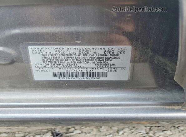 3N1CN7AP1JL812482 2018 NISSAN VERSA Gray Շարժիչի բաժամունքի տեսք