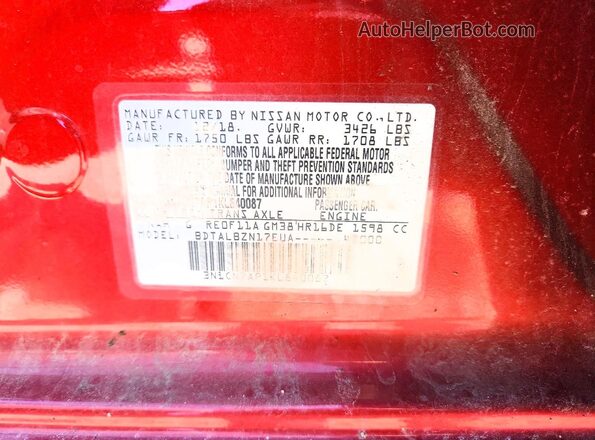 3N1CN7AP1KL840087 2019 NISSAN VERSA Red ძრავის განყოფილების ხედი