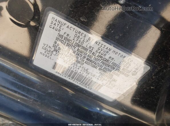 3N1CN7AP2JL800650 2018 NISSAN VERSA Black Widok komory silnika