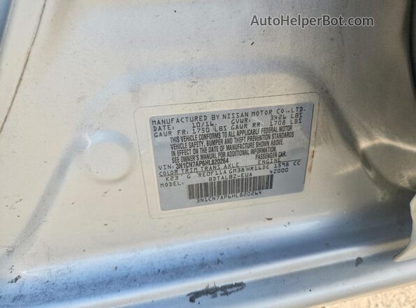 3N1CN7AP6HL820264 2017 NISSAN VERSA Silver Widok komory silnika