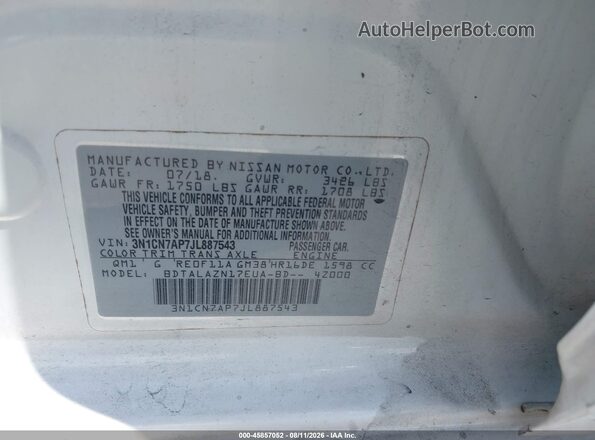 3N1CN7AP7JL887543 2018 NISSAN VERSA Белый Вид подкапотного пространства