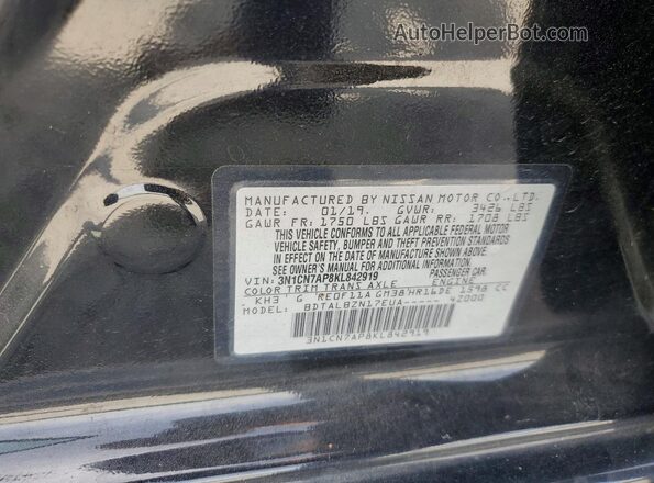 3N1CN7AP8KL842919 2019 NISSAN VERSA Black Շարժիչի բաժամունքի տեսք