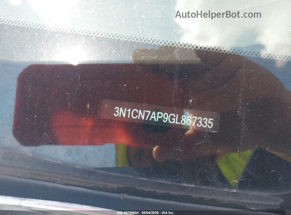 3N1CN7AP9GL867335 2016 NISSAN VERSA Black Widok komory silnika