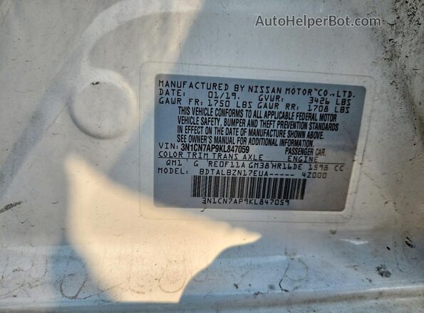 3N1CN7AP9KL847059 2019 NISSAN VERSA White Vista del compartimento del motor