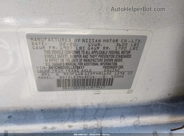 3N1CN8DV2LL879417 2020 NISSAN VERSA White Widok komory silnika