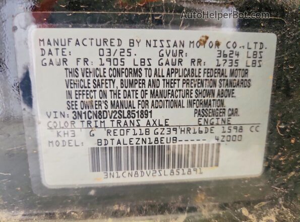 3N1CN8DV2SL851891 2025 NISSAN VERSA Black Vista del compartimento del motor