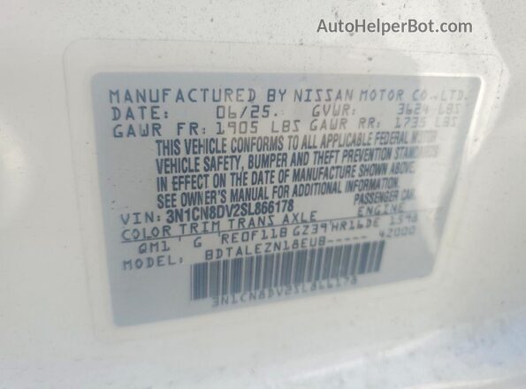 3N1CN8DV2SL866178 2025 NISSAN VERSA White VIN sticker view