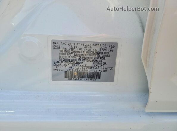 3N1CN8DVXML889212 2021 NISSAN VERSA White Vista del compartimento del motor