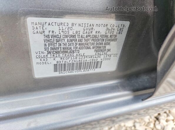 3N1CN8EV0ML828773 2021 NISSAN VERSA Gray Vista del compartimento del motor