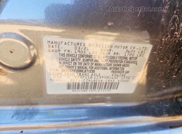 3N1CN8EV0ML871235 2021 NISSAN VERSA Серебряный Вид подкапотного пространства