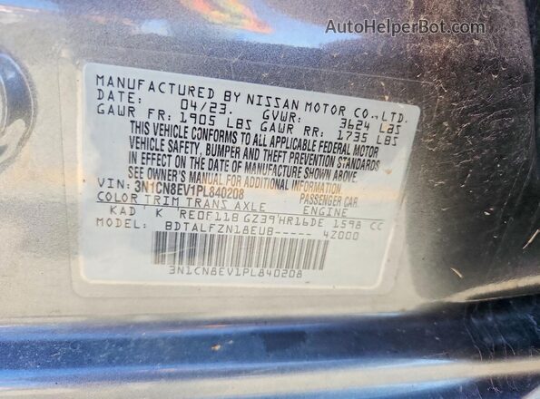 3N1CN8EV1PL840208 2023 NISSAN VERSA Gray Engine compartment view