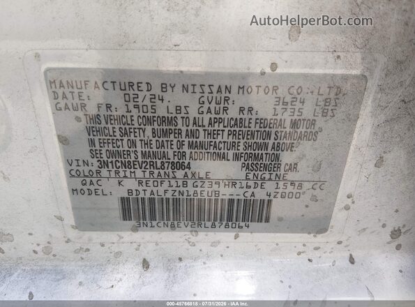 3N1CN8EV2RL878064 2024 NISSAN VERSA White Engine compartment view