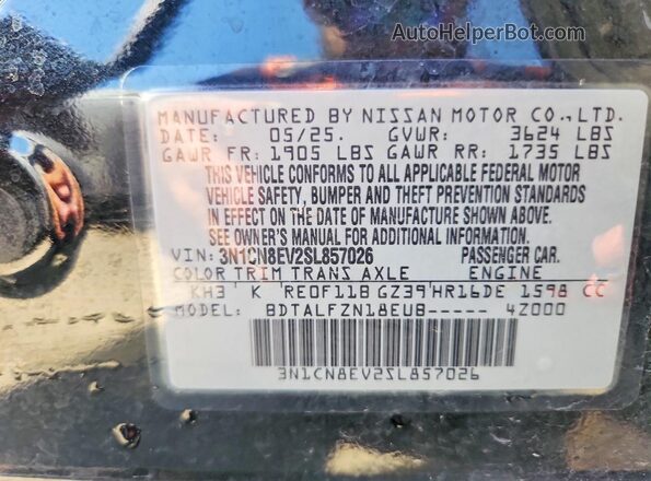3N1CN8EV2SL857026 2025 NISSAN VERSA Black Vista del compartimento del motor