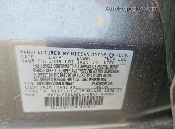3N1CN8EV3ML870547 2021 NISSAN VERSA Gray Widok komory silnika