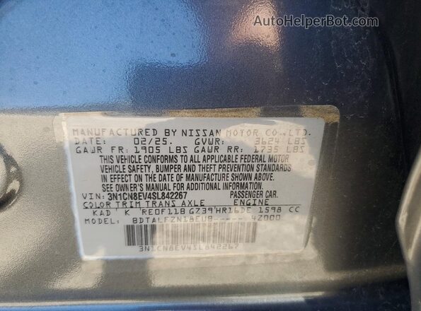 3N1CN8EV4SL842267 2025 NISSAN VERSA Gray Շարժիչի բաժամունքի տեսք