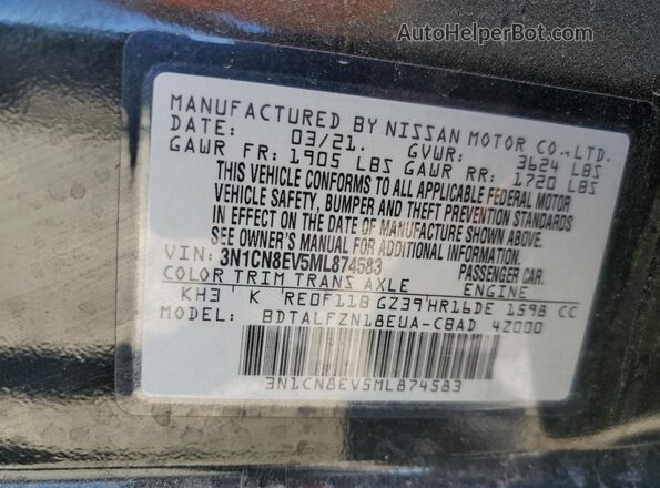 3N1CN8EV5ML874583 2021 NISSAN VERSA Black Вид підкапотного простору