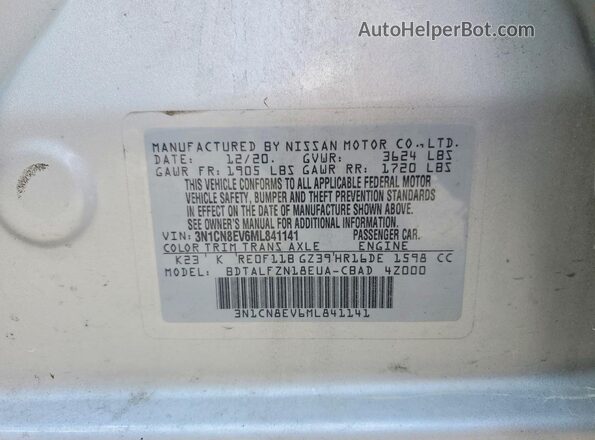 3N1CN8EV6ML841141 2021 NISSAN VERSA Серебряный Вид подкапотного пространства