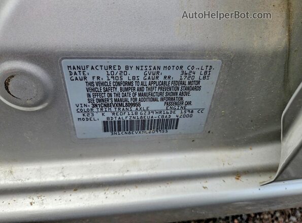 3N1CN8EVXML809955 2021 NISSAN VERSA Charcoal ძრავის განყოფილების ხედი