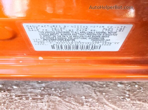 3N1CN8EVXML845709 2021 NISSAN VERSA Orange Vista del compartimento del motor