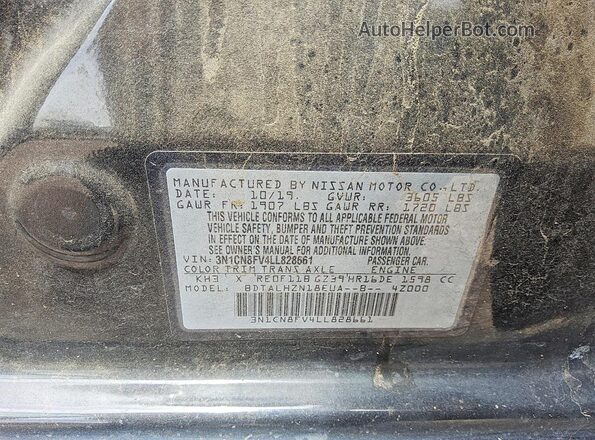 3N1CN8FV4LL828661 2020 NISSAN VERSA Black Widok komory silnika