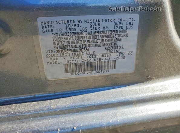 3N1CN8FV4ML807634 2021 NISSAN VERSA Charcoal ძრავის განყოფილების ხედი