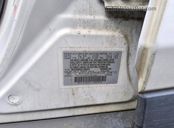 3N1CP5BV2LL525375 2020 NISSAN KICKS White VIN կոդի պիտակի տեսք