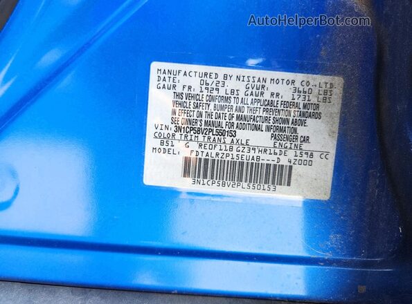 3N1CP5BV2PL550153 2023 NISSAN KICKS Blue Панорамний вид салону 360°