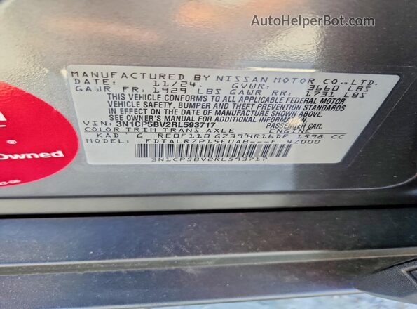 3N1CP5BV2RL593717 2024 NISSAN KICKS Gray Շարժիչի բաժամունքի տեսք