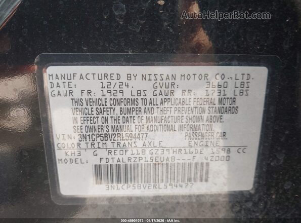 3N1CP5BV2RL594477 2024 NISSAN KICKS Black Widok komory silnika