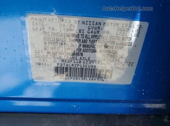 3N1CP5BV3RL584976 2024 NISSAN KICKS Blue VIN sticker view