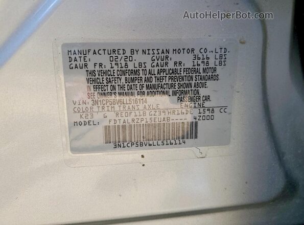 3N1CP5BV6LL516114 2020 NISSAN KICKS Silver Widok komory silnika