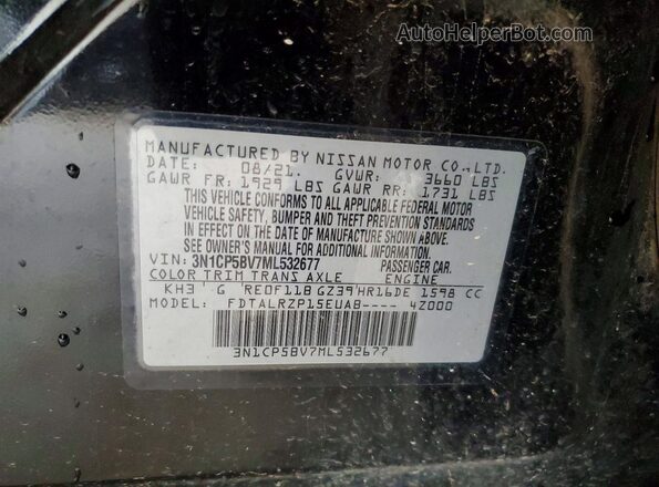 3N1CP5BV7ML532677 2021 NISSAN KICKS Black VIN կոդի պիտակի տեսք