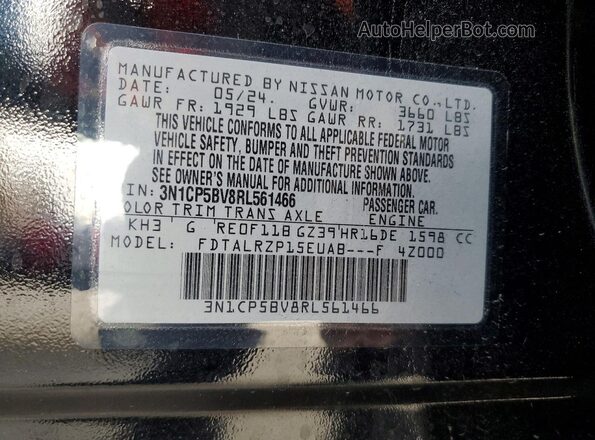 3N1CP5BV8RL561466 2024 NISSAN KICKS Black Vista del compartimento del motor