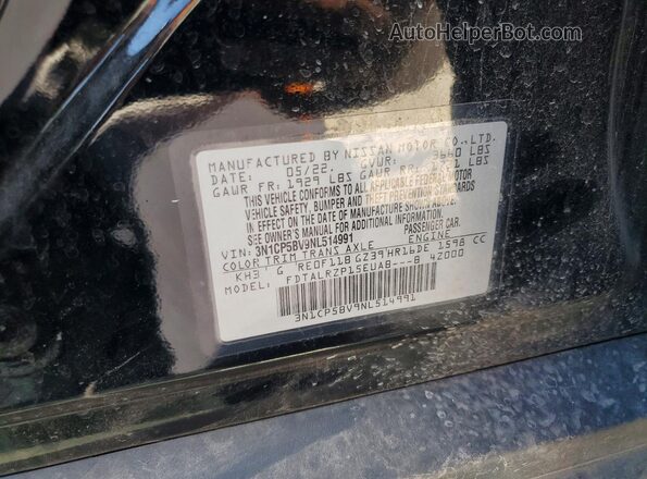 3N1CP5BV9NL514991 2022 NISSAN KICKS Black Вид підкапотного простору