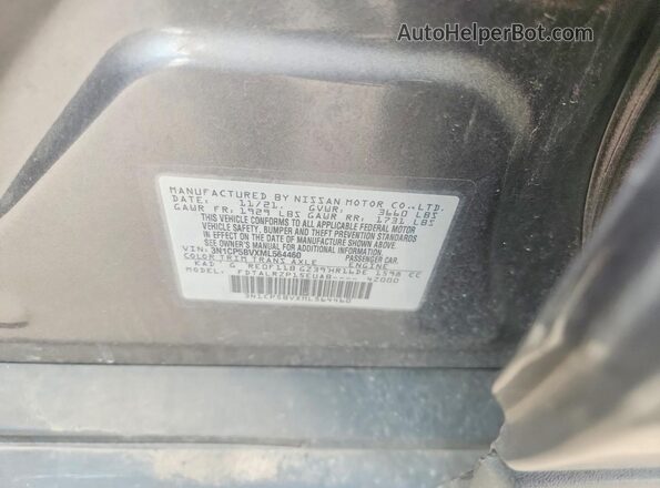 3N1CP5BVXML564460 2021 NISSAN KICKS Gray Вид наклейки з VIN-кодом
