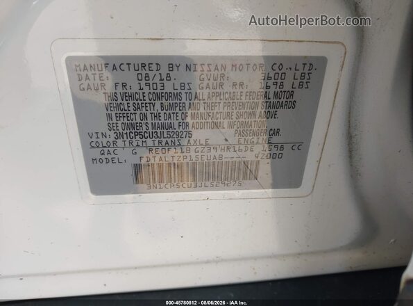 3N1CP5CU3JL529275 2018 NISSAN KICKS White Շարժիչի բաժամունքի տեսք