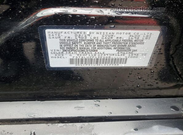 3N1CP5CU3KL512588 2019 NISSAN KICKS Black Vista de la etiqueta del VIN