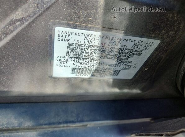 3N1CP5CU9KL505998 2019 NISSAN KICKS Gray VIN կոդի պիտակի տեսք