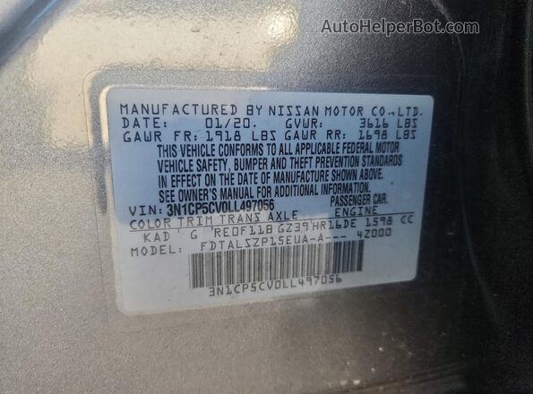 3N1CP5CV0LL497056 2020 NISSAN KICKS Gray Widok komory silnika