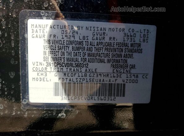 3N1CP5CV0RL560312 2024 NISSAN KICKS Черный Вид наклейки с VIN-кодом