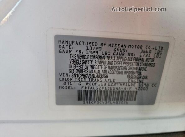 3N1CP5CV3RL483256 2024 NISSAN KICKS White სალონის 360-გრადუსიანი ხედი