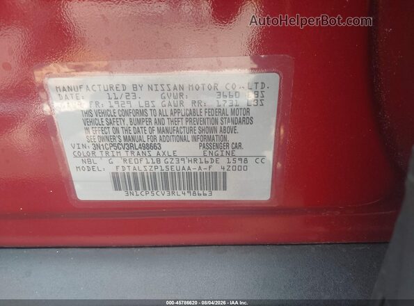 3N1CP5CV3RL498663 2024 NISSAN KICKS Red Вид підкапотного простору