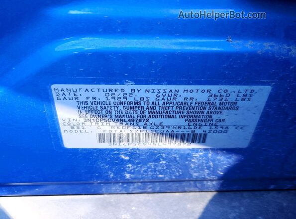 3N1CP5CV4NL497872 2022 NISSAN KICKS Blue 