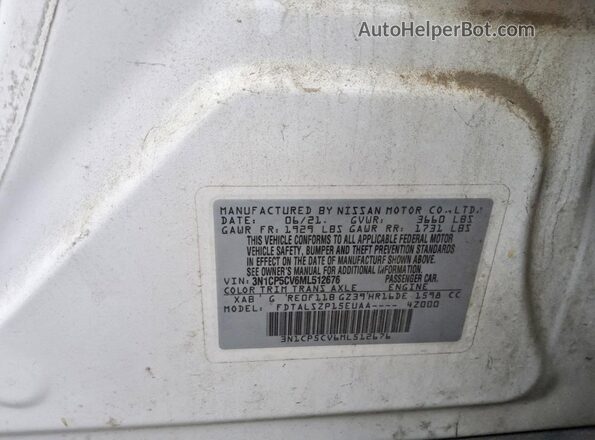 3N1CP5CV6ML512676 2021 NISSAN KICKS White VIN კოდის სტიკერის ხედი